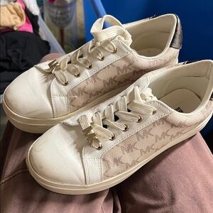 Michael Kors Kids Beige and White Sneakers
